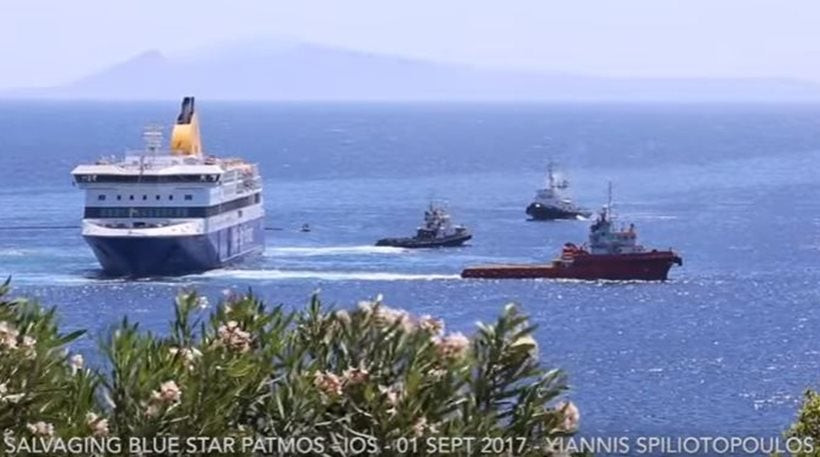 Καρέ-καρέ οι προσπάθειες αποκόλλησης του Blue Star Patmos – Βίντεο
